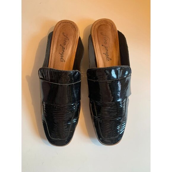 Free People Black Patent Leather Mule Shoe EU 39 US 8 - Picture 3 of 8